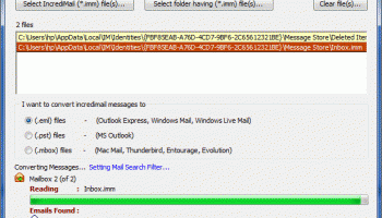 Import IncrediMail into MS Outlook screenshot