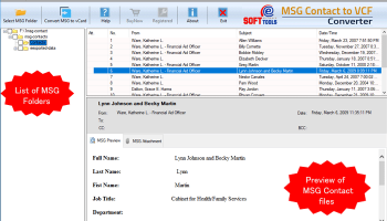 eSoftTools MSG to vCard Converter screenshot