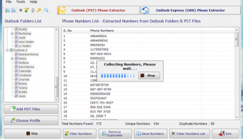 Phone Number Extractor for Outlook screenshot