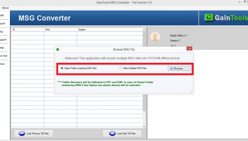 GainTools MSG Converter screenshot