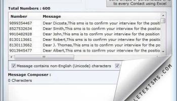 Contact for PC to Mobile SMS screenshot