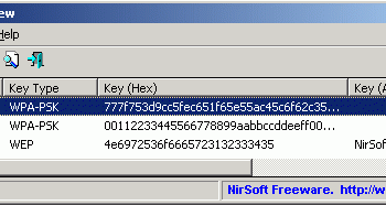 WirelessKeyView screenshot