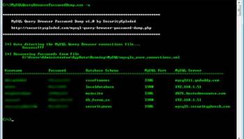 Password Dump for MySQL Query Browser screenshot