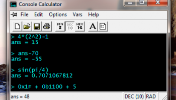 Console Calculator screenshot