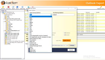 CubexSoft Outlook Export screenshot