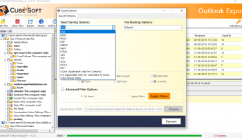 Outlook Export screenshot