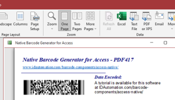 Access PDF417 Barcode Generator screenshot