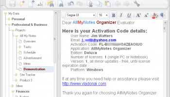 AllMyNotes Organizer FREE Edition screenshot
