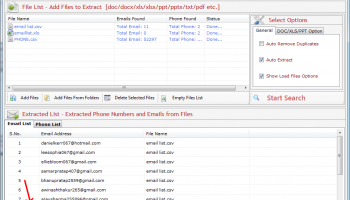 Email and Phone Extractor Files screenshot