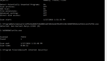 Emsisoft Commandline Scanner screenshot