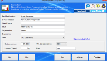 abylon SELFCERT screenshot
