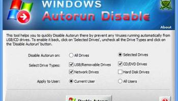 Windows Autorun Disable screenshot