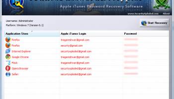 Password Decryptor for Apple iTunes screenshot