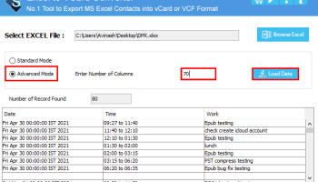 Sysinfo Excel to vCard Converter screenshot