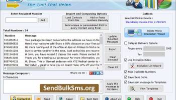 Send Bulk SMS for BlackBerry Mobile screenshot