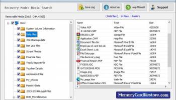Memory Card Restore Program screenshot