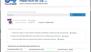 PassFixer ZIP Password Recovery screenshot