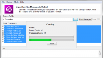 Transfer Turnpike to Outlook screenshot