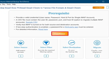Aryson Webmail Backup Tool screenshot