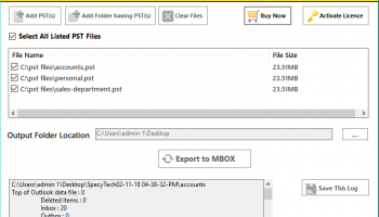 SpecyTech PST to MBOX screenshot