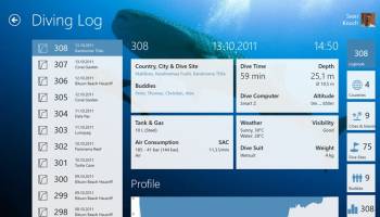 Diving Log for Win8 UI screenshot