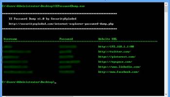 Password Dump for Internet Explorer screenshot
