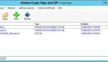 Aloaha Crypt, Sign and ZIP screenshot