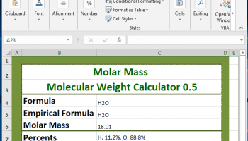 Molar Mass / Molecular Weight Calculator screenshot