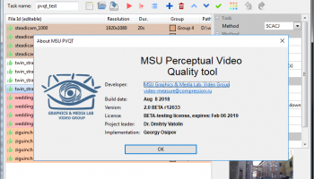 MSU Perceptual Video Quality Tool screenshot