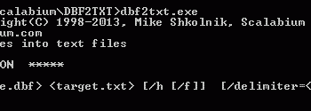DBase to Text converter screenshot