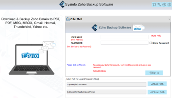SysInfo Zoho Backup Tool screenshot