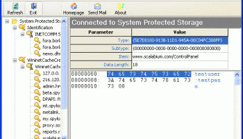 Protected Storage viewer screenshot