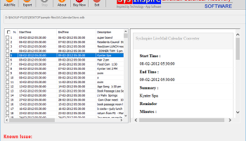 Live Mail Calendar Recovery screenshot