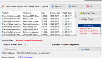 EML to Zimbra screenshot