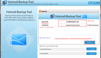 CM Hotmail Backup Tool screenshot