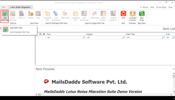 MailsDaddy Lotus Notes to Exchange Server Migration Tool screenshot