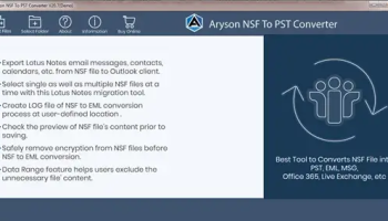 Aryson Lotus note to Outlook Converter screenshot