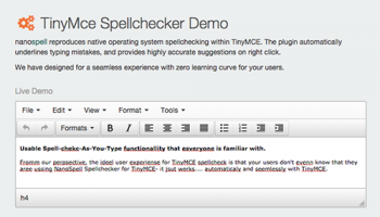 TinyMce Spellchecker Demo screenshot
