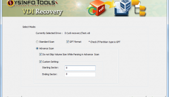 SysInfo VDI File Recovery Software screenshot