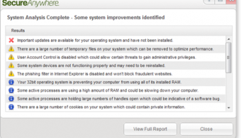 Webroot System Analyzer screenshot