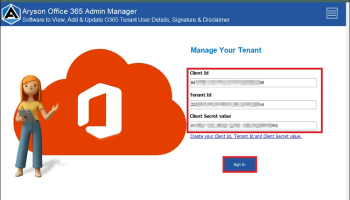 Aryson Office 365 Admin Manager screenshot