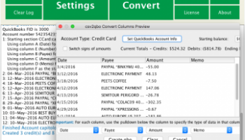 csv2qbo Convert screenshot