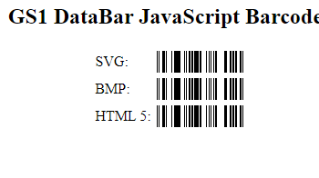 JavaScript GS1 DataBar Generator screenshot