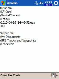 Gpx2bin screenshot