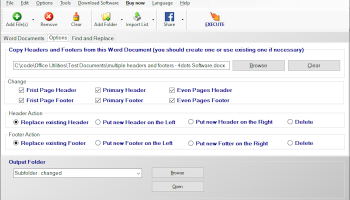 Batch Change Word Header and Footer screenshot