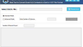 Aryson Excel to vCard Converter Tool screenshot