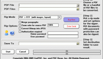 Advanced PDF to RTF Converter screenshot