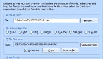 Free MD5 SHA1 Verifier screenshot