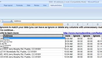 MyRouteOnline Excel Add-in Route Planner screenshot