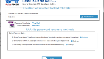 PassFixer RAR Password Recovery Software screenshot